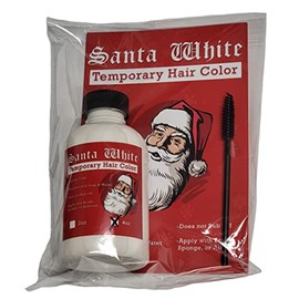 Santa White Temporary Hair Color Liquid with Brush - Instant Christmas Santa Claus Hair and Beard Color Sweat Proof Long Lasting Opaque Vibrant Washes with Soap and Water (4 oz)