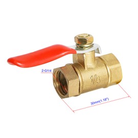 Aopin Ball Valve Brass G 1/4" Female Thread x G 1/4" Female Thread Valve Blocks Water, Oil, Gas Liquids, Vinyl Handle, Suitable for PEX, Copper, HDPE4 Pcs