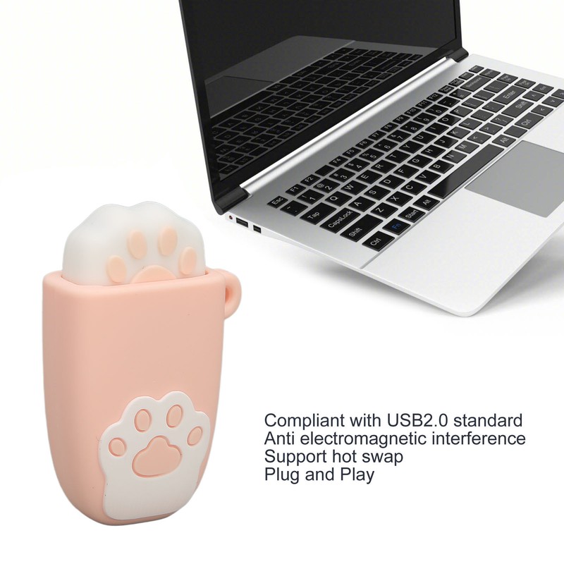 U Disk USB2.0 Hot Swap Cat Paw Shape Cartoon Style