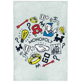 Monopoly Plush Throw Blanket - Measures 50 x 70 Inches, Super Soft Lightweight Fleece Kids Bedding