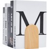2 Pack Book Ends Natural Bamboo Bookend Anti Slip Book