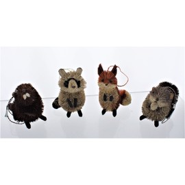 3.5 to 6-Inch Buri Woodland Animal Ornament Set, 4 Assorted Styles