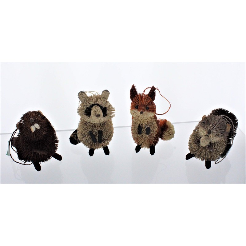 3.5 to 6-Inch Buri Woodland Animal Ornament Set, 4 Assorted