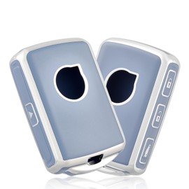 OFF WE GO for Volvo Key Fob Cover, Soft TPU Protection Key Fob Case Compatible with Volvo XC40 XC60 XC90 S60 S90 V60 V90 Polestar 1 Polestar 2 Smart Car Key Accessories (Silver Blue)