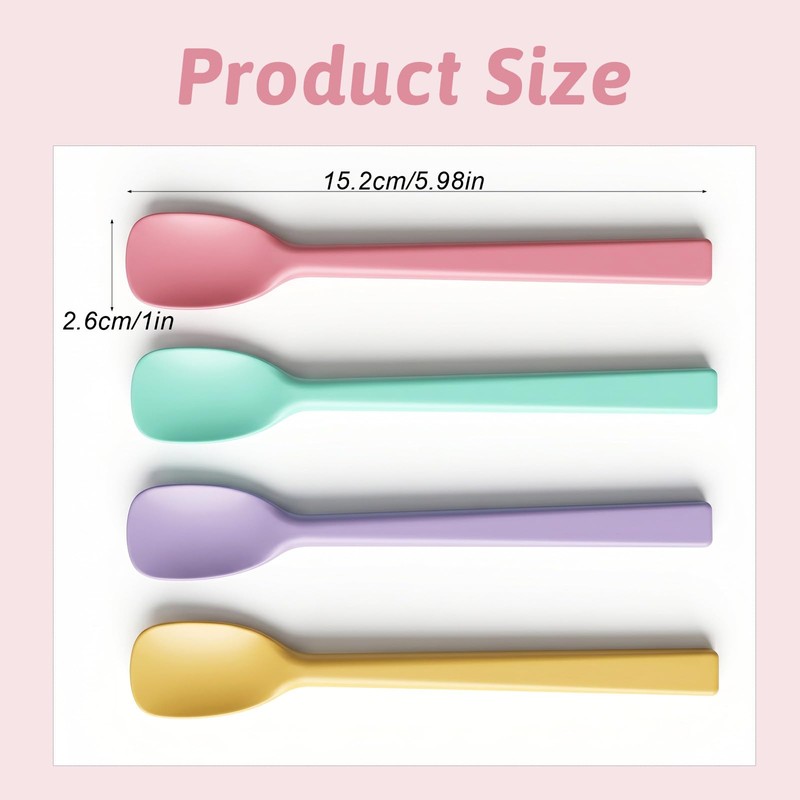 4 PCS Small Silicone Stirring Spoon, Reusable Mini Spatula Spoon