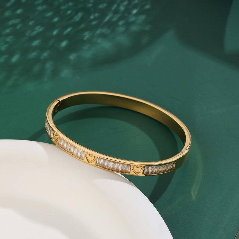 MILAKOO 14K Gold Plated Stainless Steel Bracelets Distance Love Rhinestone