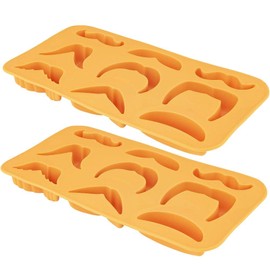 Fairly Odd Novelties Mustache Variety Ice Cube Tray Funny Novelty Gag Facial Hair Style Mold, 2 Pack, One Size, Orange