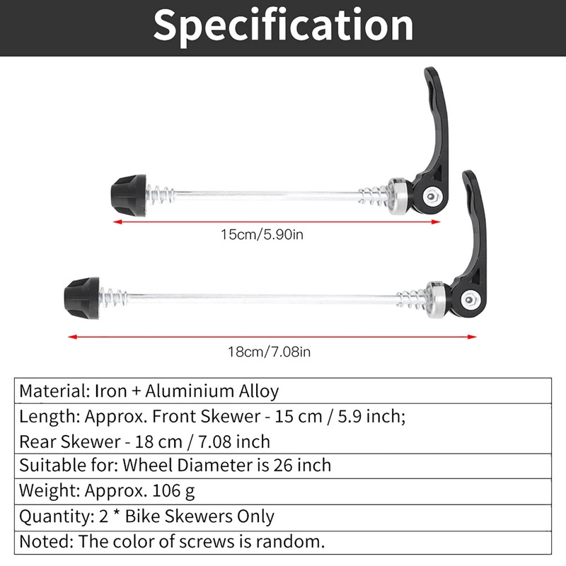 Watris Veiyi Bicycle Quick Release, Front Wheel and Rear Hub