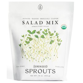 Organic Salad Mix Sprout Seeds (16 oz) – Non-GMO, Heirloom Seeds for Sprouting and Microgreens - Alfalfa, Radish, Broccoli, and Clover