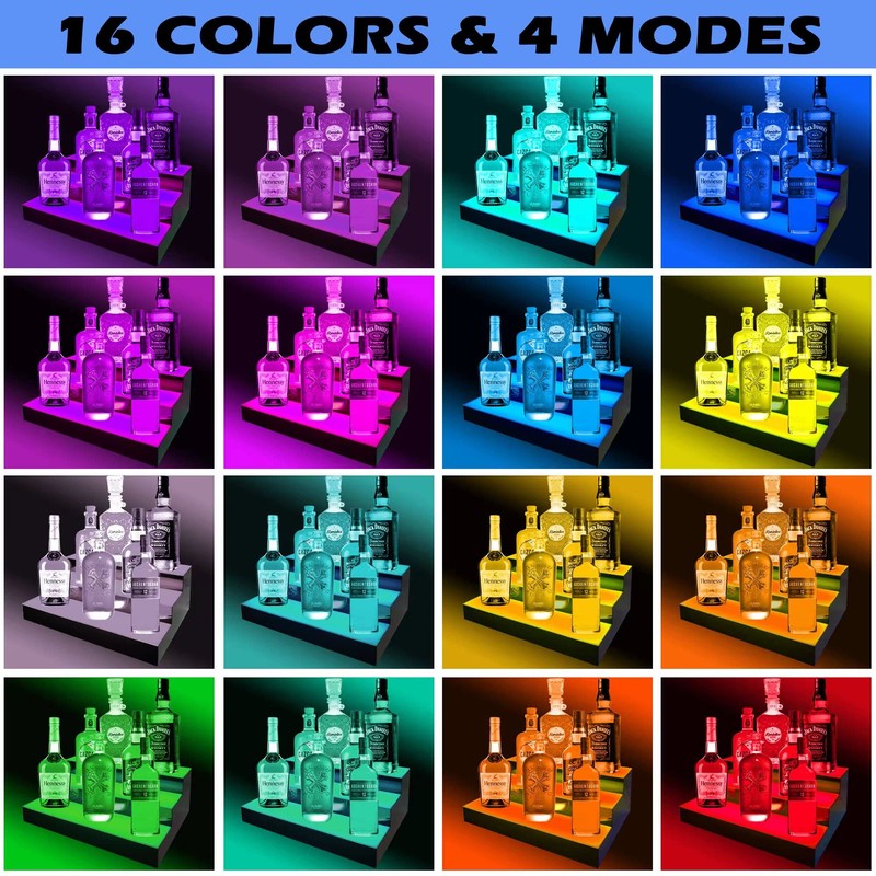 Royxen LED Lighted Liquor Bottle Shelf 3 Tier, 16 Inch