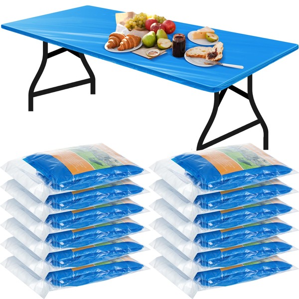 Boao 12 Pcs Plastic Table Cloths Disposable for Parties Picnic