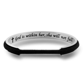 Zuo Bao Hair Tie Bracelet Psalm 46:5 God Is Within Her She Will Not Fall Cuff Bracelet Christian Jewelry Bible Verse Bracelet (silver hair tie bracelet)
