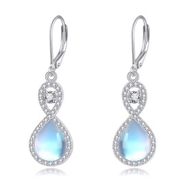 KZX Mondstein Infinity Ohrringe 925 Sterling Silber Infinity Ohrringe Teardrop Mondstein Infinity Schmuck Geschenke für Mutter Ehefrau