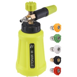 M MINGLE Foam Cannon for Pressure Washer, Car Foam Sprayer with 1/4 Inch Quick Connector, Wide Mouth Heavy Duty Car Wash Foam Blaster Power Washer, 1 Liter with 5 Nozzle Tips