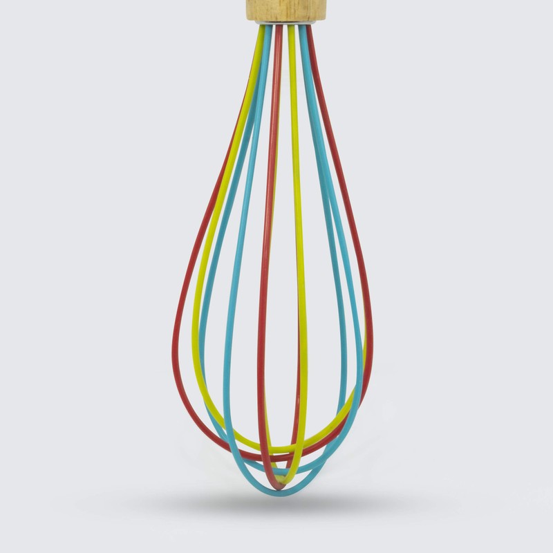 ExcelSteel Silicone Stainless Steel whisks, 10", Tri-color