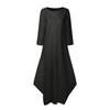 Jacansi Women Casual Party Oversize Cotton Linen Asymmetric Hem Swing