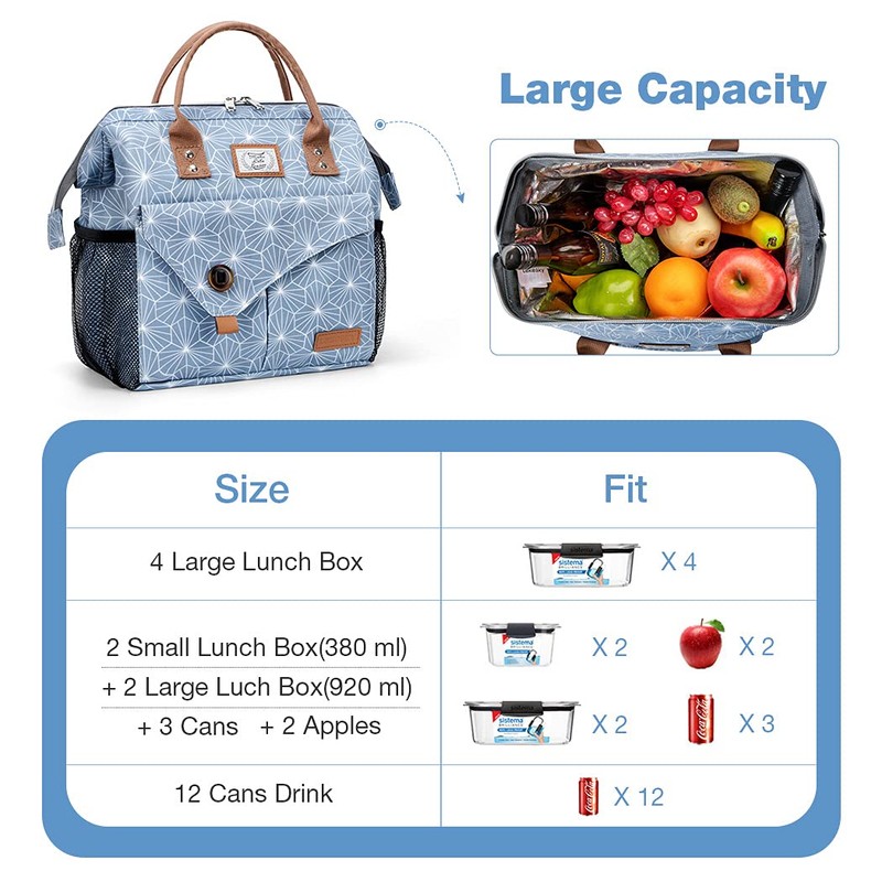 Lekebaby Insulated Lunch Bag for Women Leakproof Wide Open Lunch