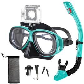Nearsighted Snorkeling Gear for Adults Youth, Professional Full Dry Top Silicone Snorkel Set, Anti-Fog Scuba Diving Mask with Adjustable Strap