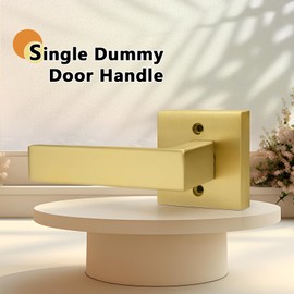 Probrico 6 Pack Inactive Square Door Lever, Single Side Gold Door Handles for Interior Doors(Exposed Screws)