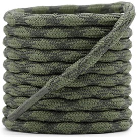 DELELE 2 Pair Round Wave Shape Non Slip Heavy Duty and Durable Outdoor Climbing Shoelaces Khaki & Army Green Hiking Shoe Laces Shoestrings-47 inch
