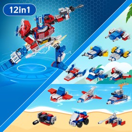 24 Packs Party Favors for Kids, Transform Robot Building Blocks, 12-in-1 Mech Building Set, Transforming Toy for Birthday Classroom Valentines DIY Puzzle Robot Kit Stem Toy Gifts for Boys and Girls