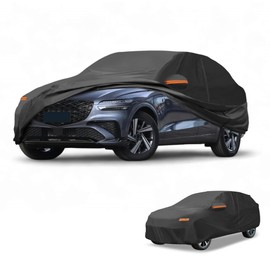 Partuto Car Cover Waterproof All Weather Sun Rain Protection Full Exterior Cover for Genesis GV70 190T-PU Black with Left Side Zippers