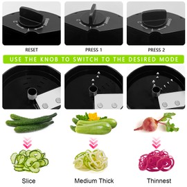 Vegetable Spiralizer 3 in 1 Spiralizer for Veggie Noodles Adjustable Zucchini Spiralizer Noodle Maker Vegetable Chopper for Cucumber, Zucchini, Carrot- Black