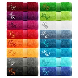 Lashuma Linz Bath Towel Blue - Petrol Blue Individually Embroidered Bath Towel with Monogram, 70 x 140 cm