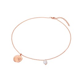 Valero Pearls Women's Necklace Stainless Steel with Preciosa Freshwater Cultured Pearl Approx. 7.5 mm, Stainless Steel, Crystal