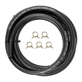Fuel Line Hose 1/8" ID 20FT With 5PCS Clamps, High Performance 300PSI, Push Lock Reinforced NBR Rubber Automotive Fuel Line For Lawn Mowers/Cultivator/ATV's Tractors And Other Small Engine Equipment