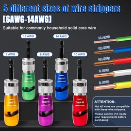 Wire Stripper for Drill, US Standard Wire Twister Tool compatible with AWG 6/8/10/12/14 Gauge, Wire Stripper and Twister Tool with 25PCS Wire Caps, Professional Electrician Wire Stripping Tool