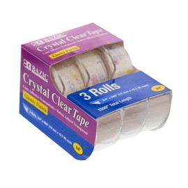 BAZIC Crystal Clear Tape w/Dispenser 3/4" X 500", Transparent Stationery Tapes Glossy Finish Refills Rolls, Arts Craft Gift Wrapping (3/Pack), 2-Packs