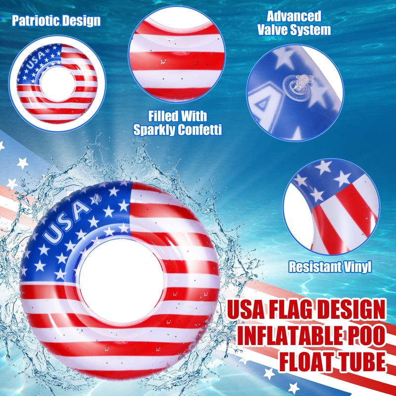 40 Inch Giant Inflatable Pool Floats Cool USA Flag Design