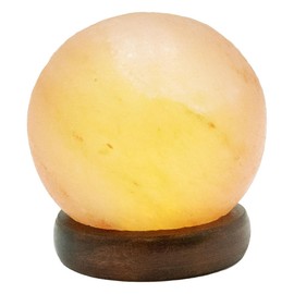 GLOBO Table Lamp Salt Crystal Salt Crystal Lamp Wooden Base Table Lamp Wood Salt Stone Decorative Lamp USB LED 5 W D x H 8.9 x 10.2 cm