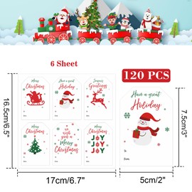 joycraft 120Pcs Christmas Gift Stickers, 3x2 Inch Christmas Name Tags Stickers, Large Winter Holiday Stickers, White Merry Christmas Stickers for Gift Wrap, DIY Crafts, Cards, Party Favor