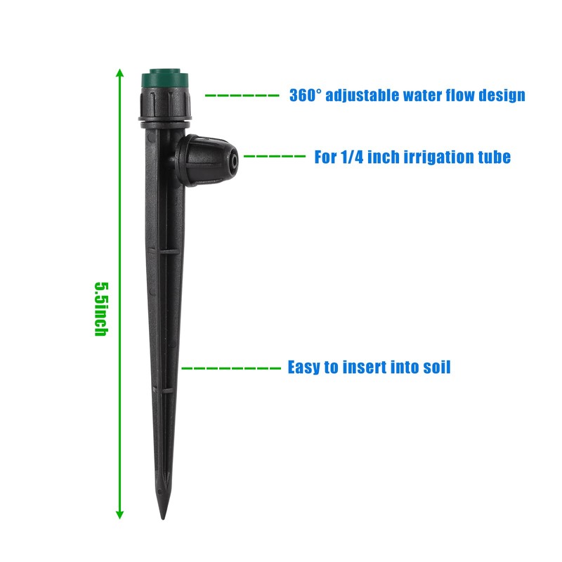 Drip Irrigation Emitters Sprayers for 1/4" Tubing, with Lock Barbed