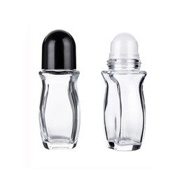 VASANA 2PCS 50ml/1.7oz Clear Glass Roll-on Deodorant Bottle Empty Refillable Essential Oils Roller Bottles with Plastic Cap for DIY Antiperspirant Bottle Container