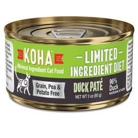 KOHA Limited Ingredient Diet Duck Pate for Cats, 96% Duck Recipe, Sensitive Stomach Cat Food, Trial Pack (3 Cans)