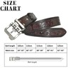PACDE Western Retro Cowboy Belt Genine Leather Cowskin Jeans Flower