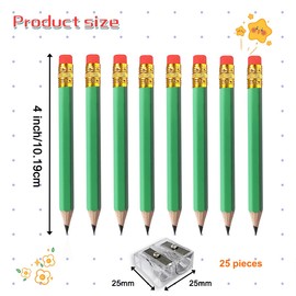Adhere 25pcs Golf Pencils with eraser Hexagon Wooden Pencils Graphite 2B for Golf Event Scoring,Classroom,Wedding,Company Meetings,Pew, Pocket (Light Green)