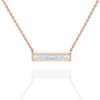 PAVOI 14K Rose Gold Plated Thin Bar White Opal Necklace