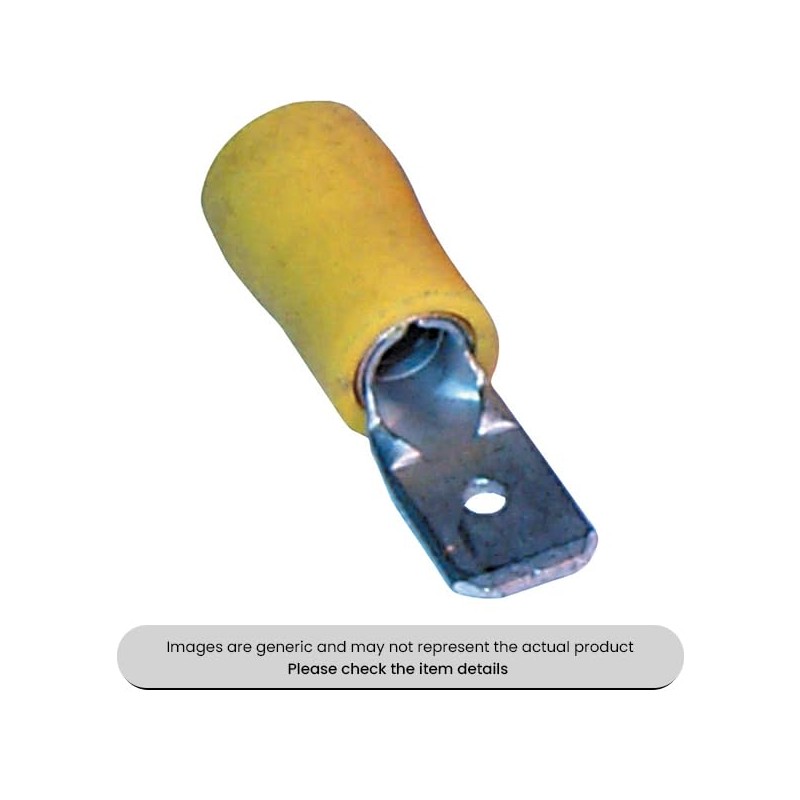 Male Yellow Blade Terminals & Connectors 6.3MM Pack of 50