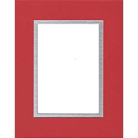 Pack of (2) 18x24 Double Acid Free White Core Picture Mats Cut for 12x18 Pictures in Real Red and Silver