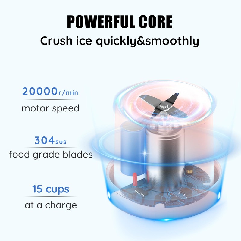 Mini Portable Blender, Cordless, Food Grade Material, 12fl oz, Magnetic