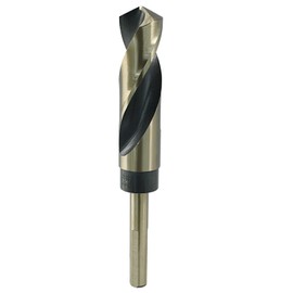 Bivethoi Reduced Shank Twist Drill Bits 22mm Black Nitride & Gold Titanium Coated High Speed Steel 4341 with 12.7mm Shank for Drilling Steel Plate