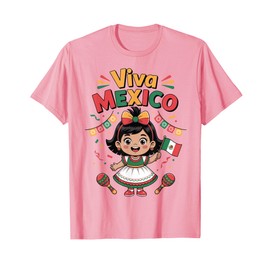 Toddler Viva Mexico Shirt Girl Mexican Flag Independence Day T-Shirt