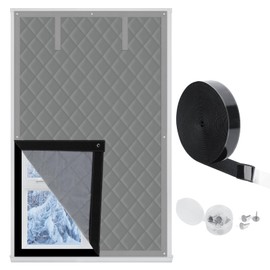 Augblinds Window Insulation kit, Curtain Size 26 Inch x 38 Inch, Thermal Insulated Window Cover Oxford Cloth Thicken Cotton Fiber and Loop Strips for 24''×36'' Window for Winter to Keep Warm, Gray
