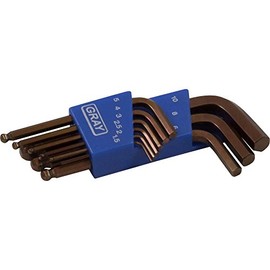 Gray Tools 697109 9 Piece Metric, Short Ball End Hex Key Set, 1.5-Millimeter-10-Millimeter