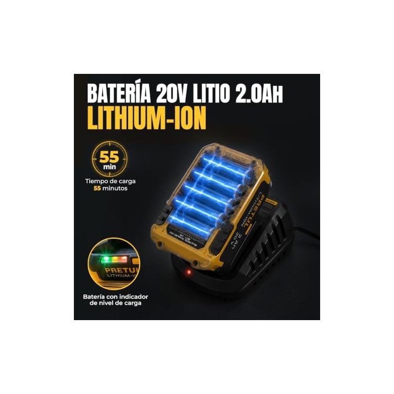 PRETUL TALI-20P2K, Kit taladrodestornillador 12, 20V con 32 accesorios