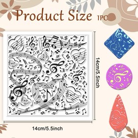 CHGCRAFT Music Notes Polymer Clay Texture Sheets Music Silicone Texture Stamp Clay Texture Mat Modeling Pattern Pad Texture Sheets for Polymer Clay Jewelry and Clay Earrings Tools